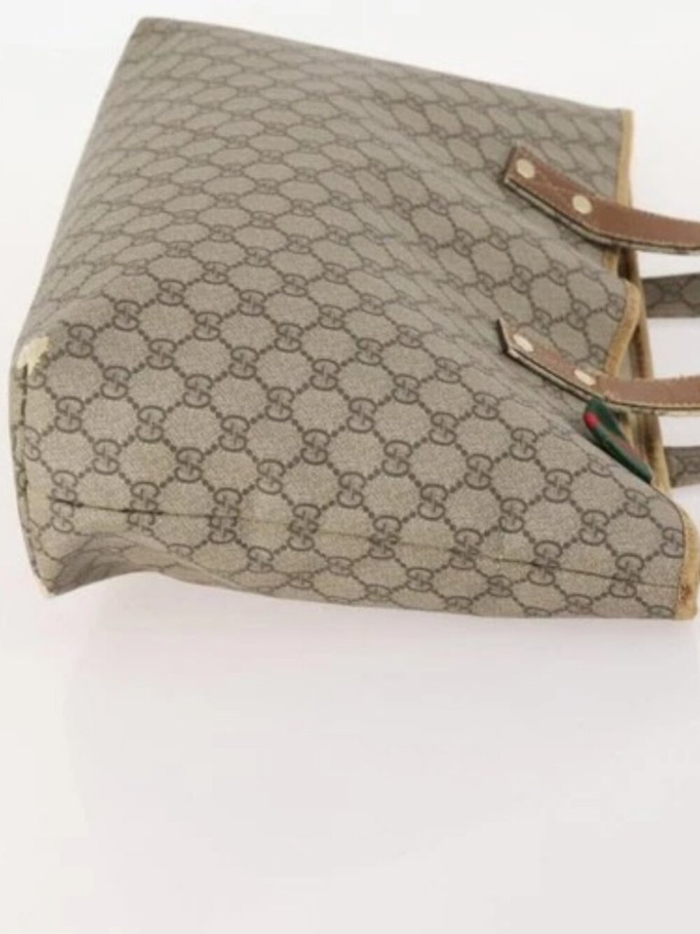 GUCCI GG Supreme Web Sherry Line Tote Bag PVC 4 Set Beige Brown Auth 178835 - Picture 10 of 15